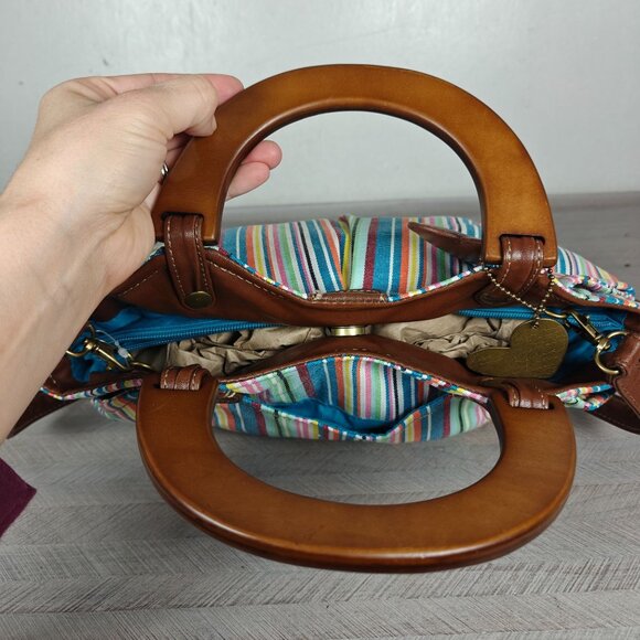 Relic By Fossil Striped Multicolor Handbag With Dual Handles & Adjustable Strap - Picture 9 of 9